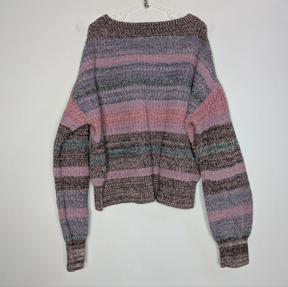 GAP Kids Brown Pink Blue Striped Knit Cotton Sweater 10/11 L